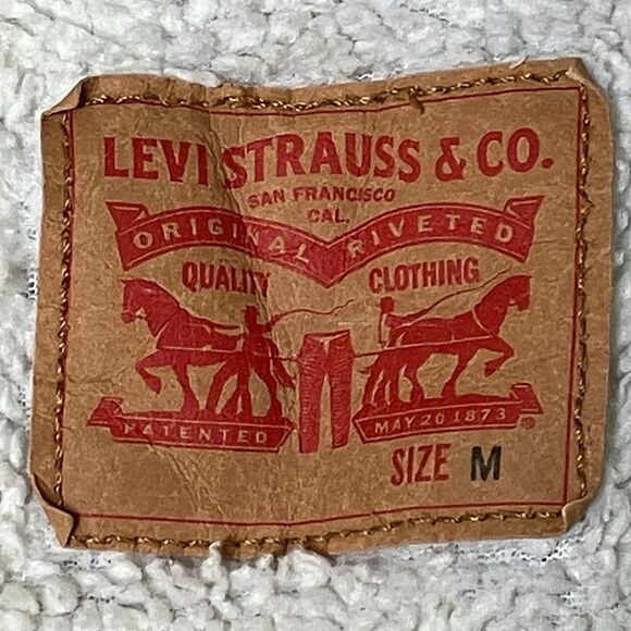 Levis Denim Jacket Mens M Blue Sherpa Lined Trucker Red Tab Western Light Wash - Picture 6 of 13